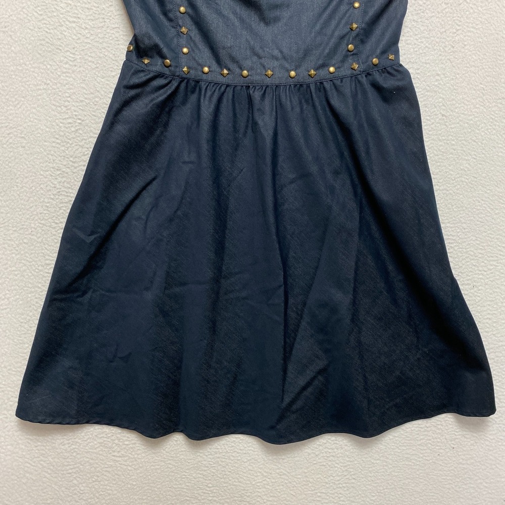 Betsey Johnson Dress Womens 12 Dark Navy Denim Studded Open Back Y2K - Picture 3 of 10
